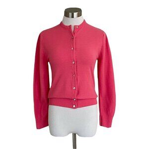 Vintage 1960s Cotton Candy Pink Cardigan Sweater Rockabilly Pin Up Women's Sz S